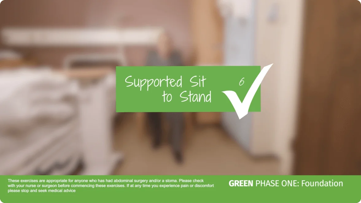 A video thumbnail of 'Green Phase One - Supported Sit To Stand'