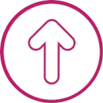 Das Symbol eines nach oben zeigenden Pfeils symbolisiert die Entfernung.