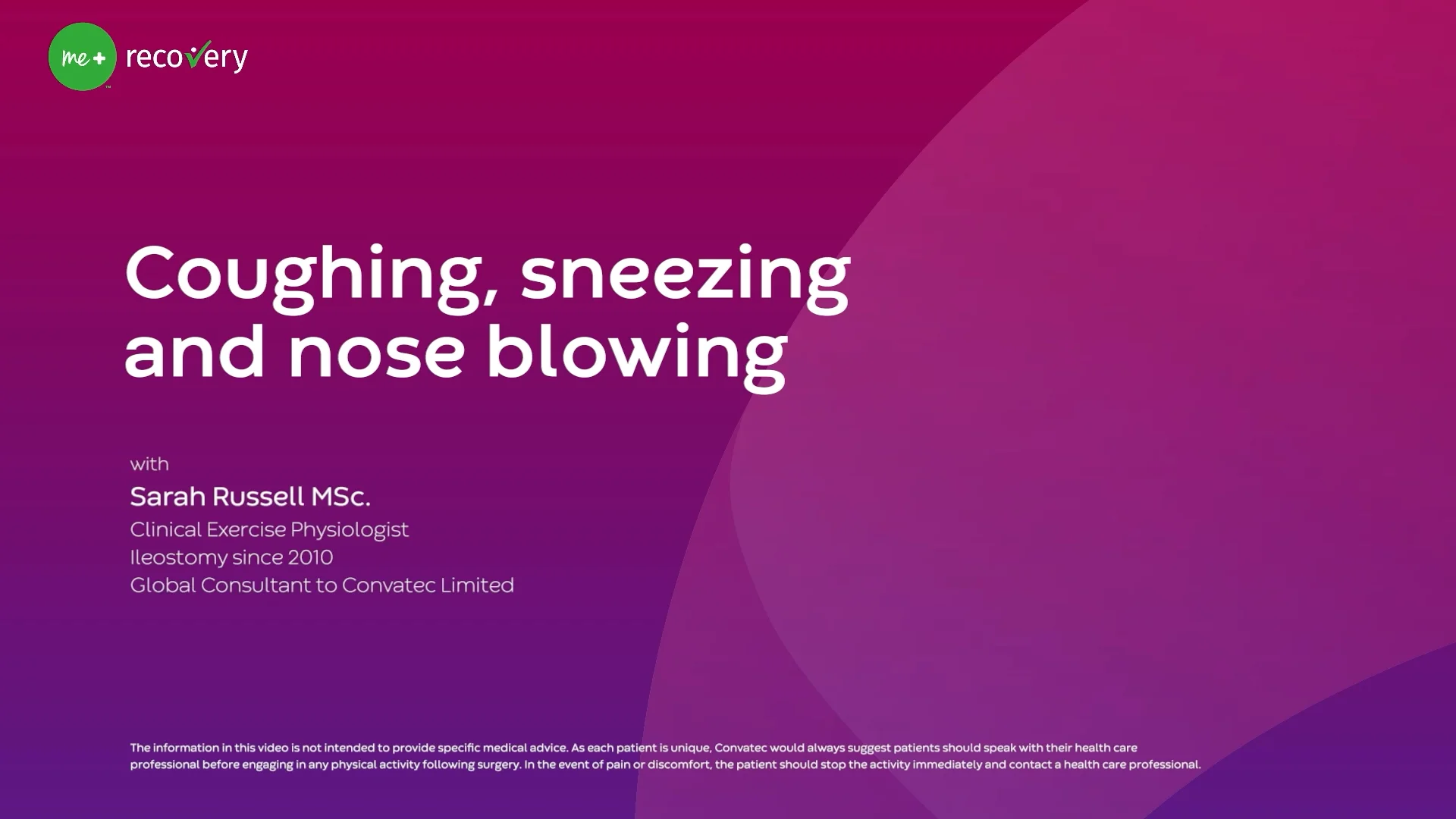 Um vídeo sobre o envolvimento muscular do núcleo profundo para proteger o abdômen e o estoma durante a tosse, espirros e sopro no nariz