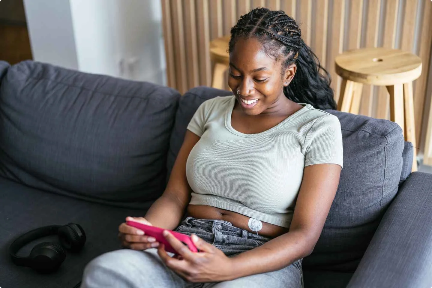 a person sitting on a couch