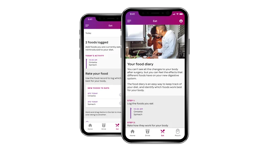Un panel de control de la aplicación My Ostomy Journey.